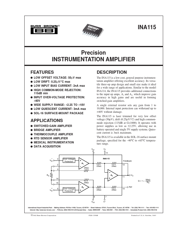 INA115 Burr-Brown Corporation