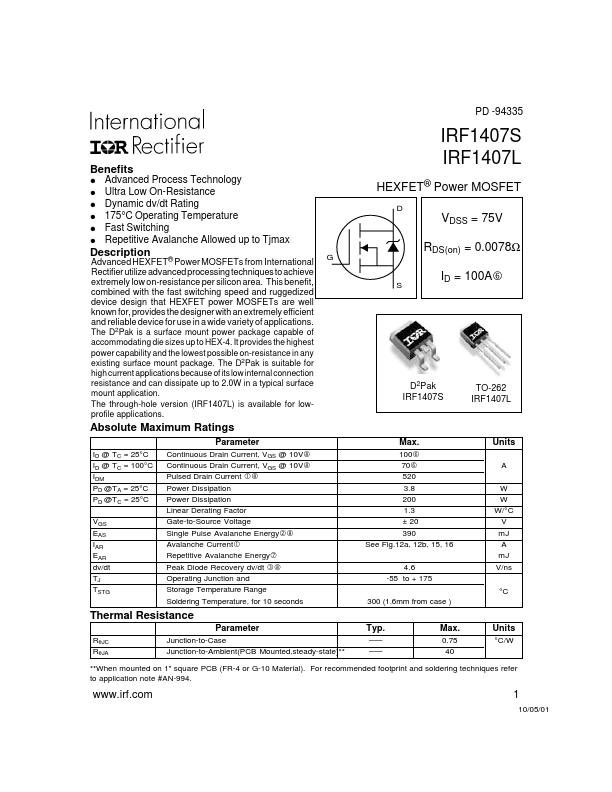 IRF1407L International Rectifier