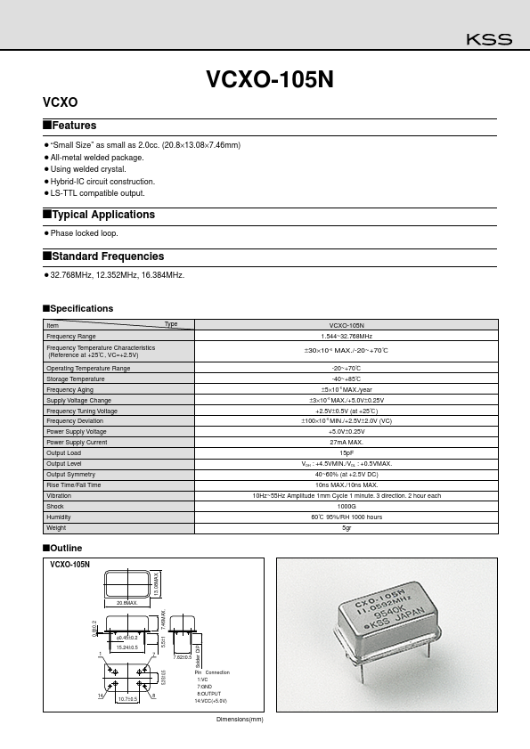 <?=VCXO-105N?> डेटा पत्रक पीडीएफ