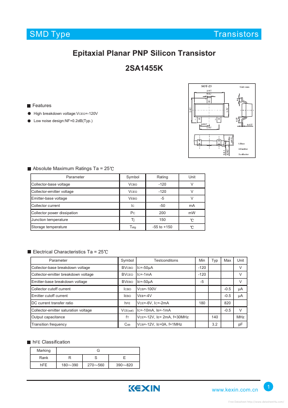 <?=2SA1455K?> डेटा पत्रक पीडीएफ