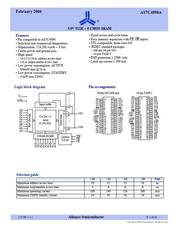 AS7C4096A Alliance Semiconductor