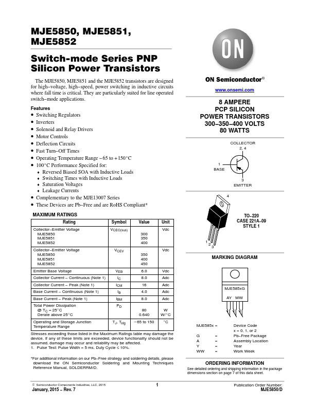 MJE5851 ON Semiconductor