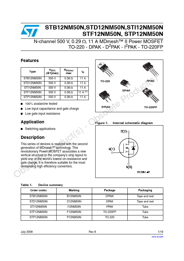 STD12NM50N