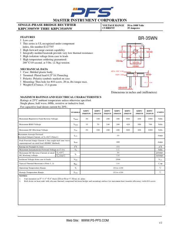 KBPC3504NW PFS