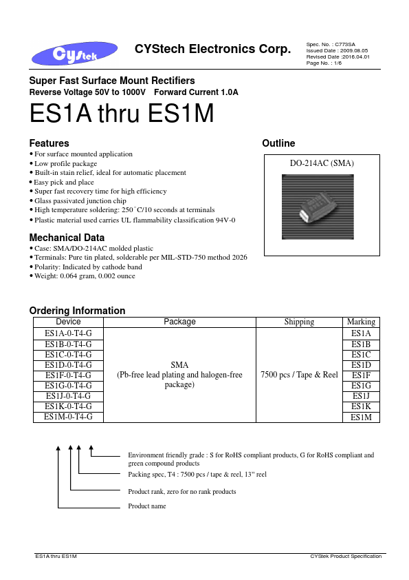 <?=ES1A?> डेटा पत्रक पीडीएफ