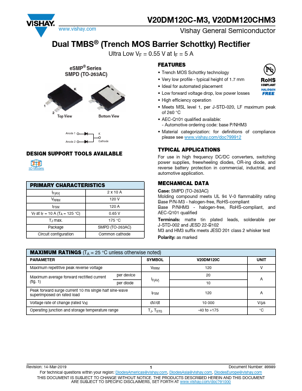 <?=V20DM120C-M3?> डेटा पत्रक पीडीएफ