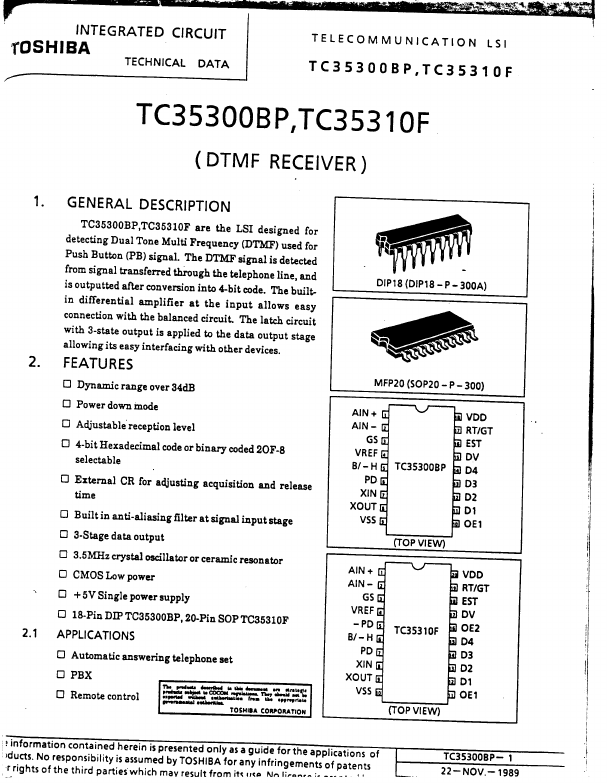 <?=TC35300BP?> डेटा पत्रक पीडीएफ