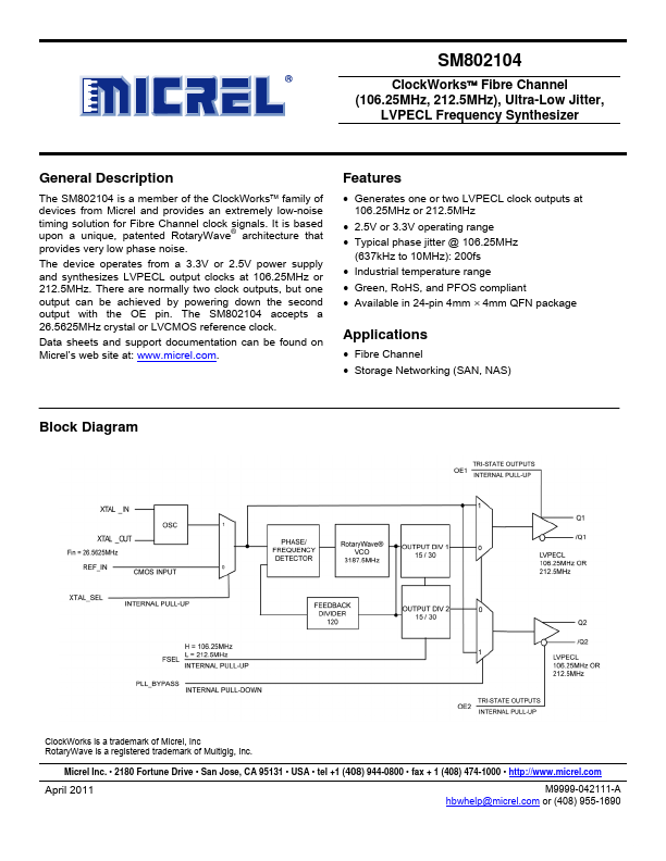 SM802104 Micrel Semiconductor