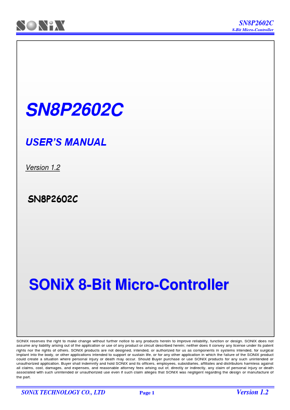 SN8P2602C Sonix