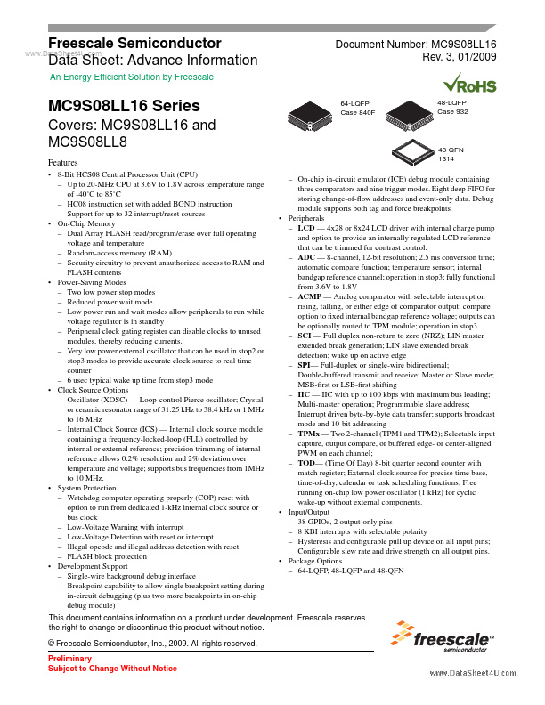 MC9S08LL16 Freescale Semiconductor