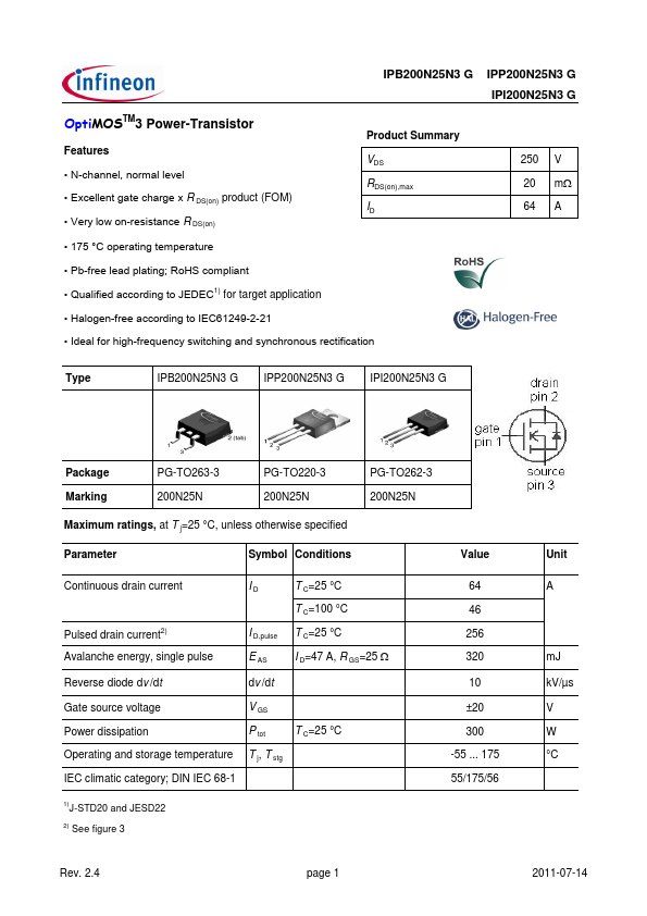 IPP200N25N3G