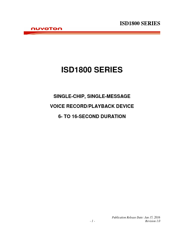 ISD1806X Nuvoton Technology