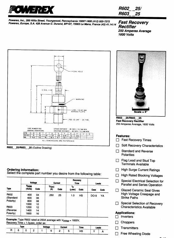 R6021625 Powerex Power Semiconductors