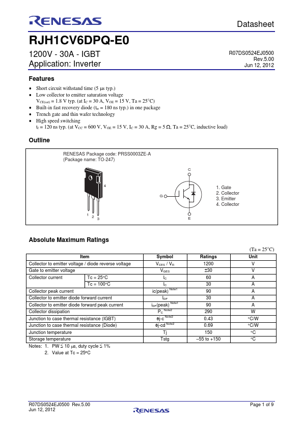 RJH1CV6DPQ-E0 Renesas