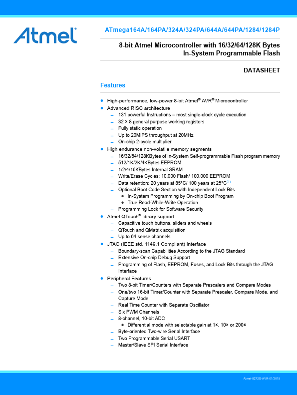 <?=ATmega324A?> डेटा पत्रक पीडीएफ