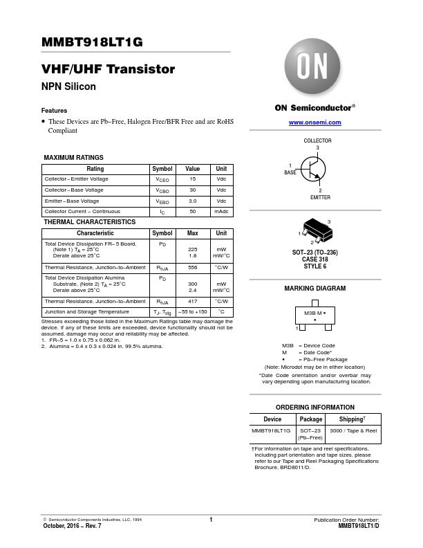 MMBT918LT1G ON Semiconductor