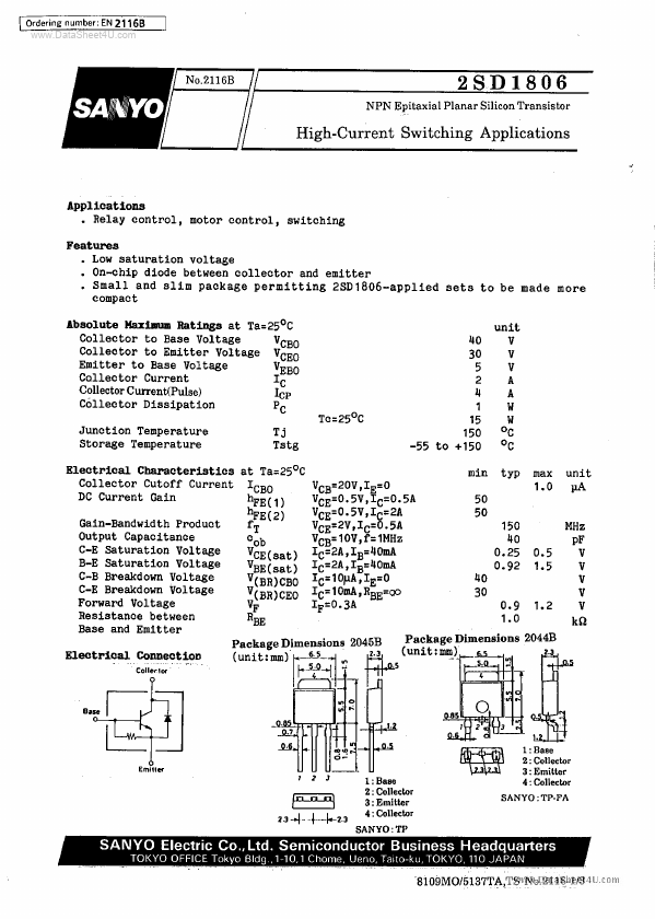 D1806 Sanyo Semicon Device