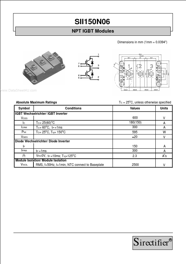 SII150N06 Sirectifier Semiconductors