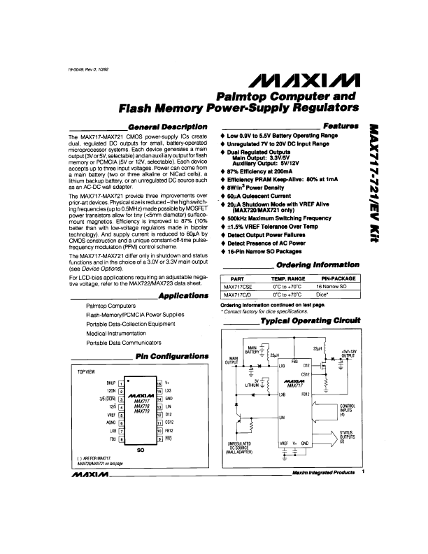 MAX717 Maxim Integrated Products