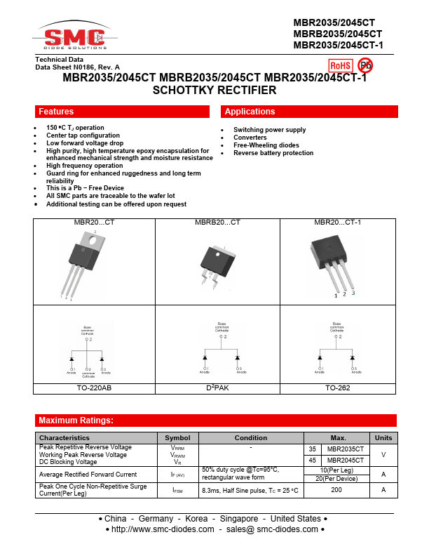 MBR2045CT-1 SANGDEST MICROELECTRONICS