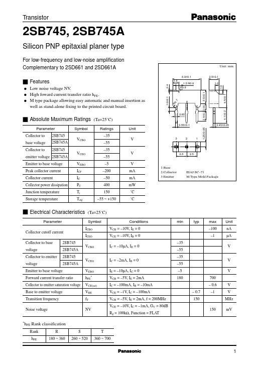 2SB745 Panasonic Semiconductor