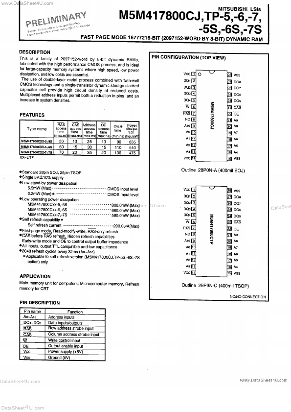 <?=M5M417800CTP-5S?> डेटा पत्रक पीडीएफ