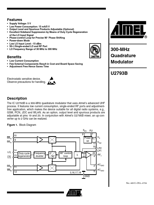 U2793B-MFSG3 ATMEL Corporation