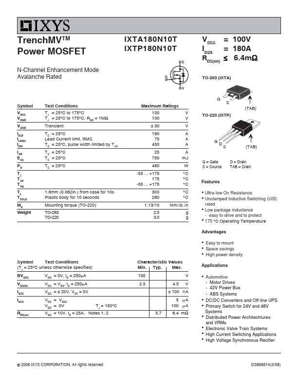 IXTP180N10T