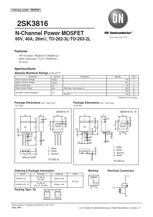 2SK3816 ON Semiconductor