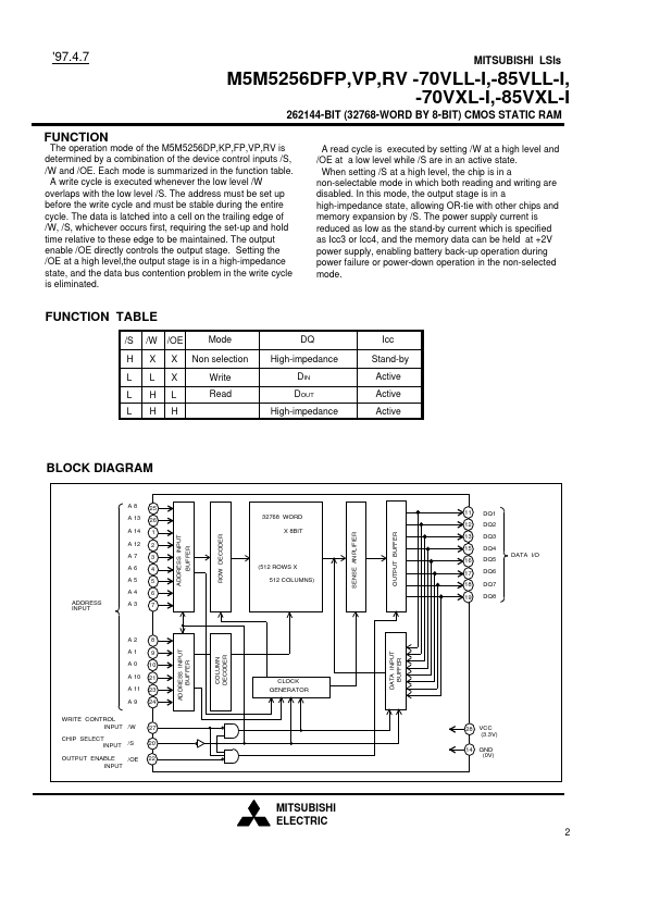 M5M5256DFP-70VXL-I