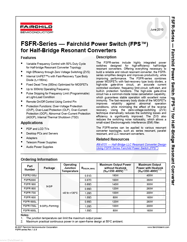 <?=FSFR1600?> डेटा पत्रक पीडीएफ