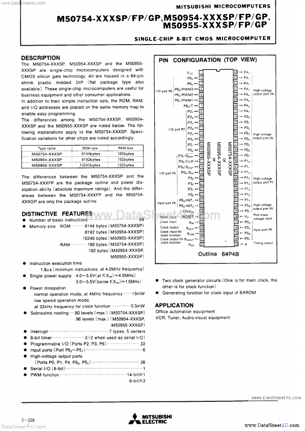 M50955-XXXFP Mitsubishi Electric Semiconductor