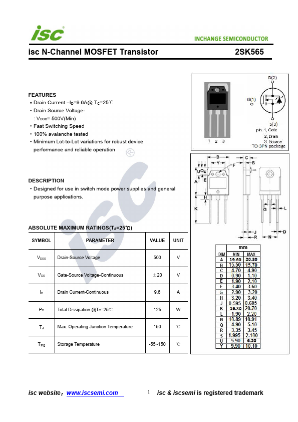 2SK565 Inchange Semiconductor