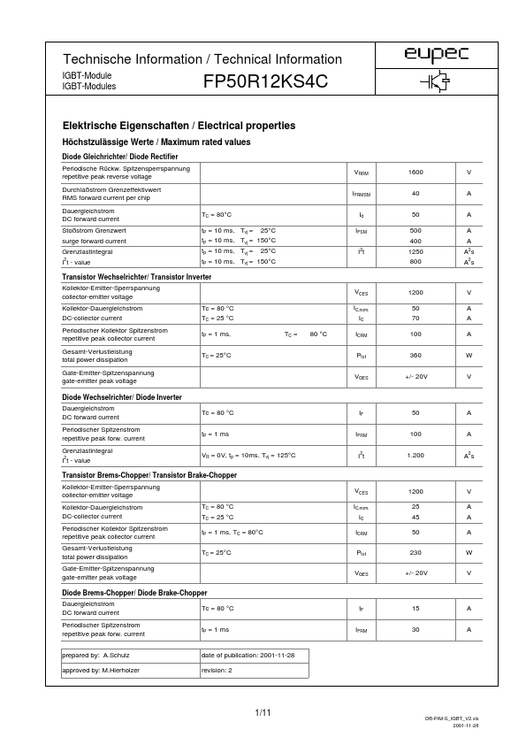 <?=FP50R12KS4C?> डेटा पत्रक पीडीएफ