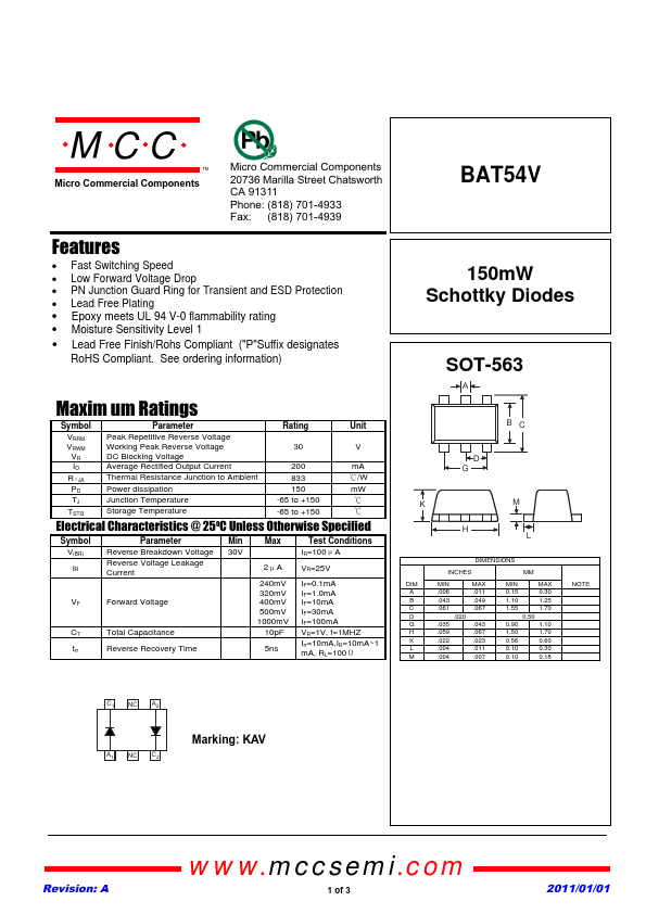 BAT54V MCC