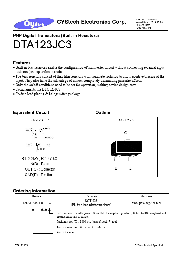 DTA123JC3 CYStech