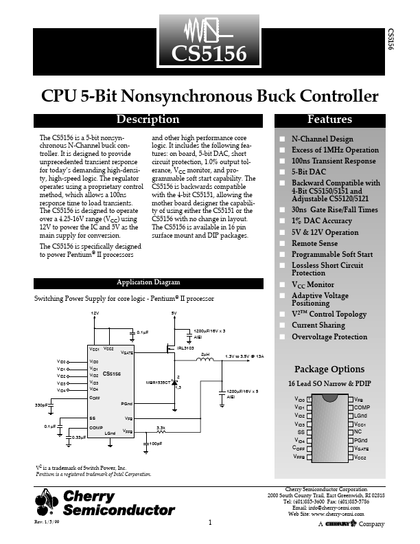 CS5156 Cherry Semiconductor Corporation