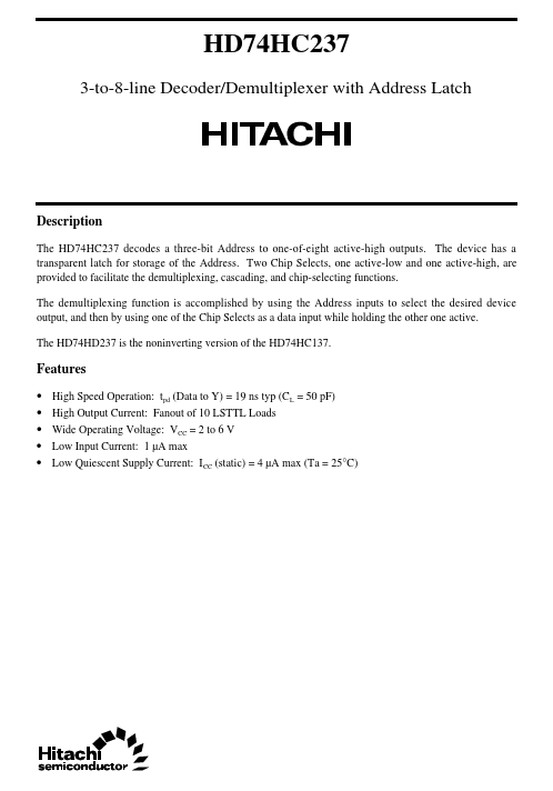 HD74HC237 Hitachi Semiconductor