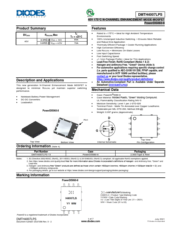 <?=DMTH4007LPS?> डेटा पत्रक पीडीएफ