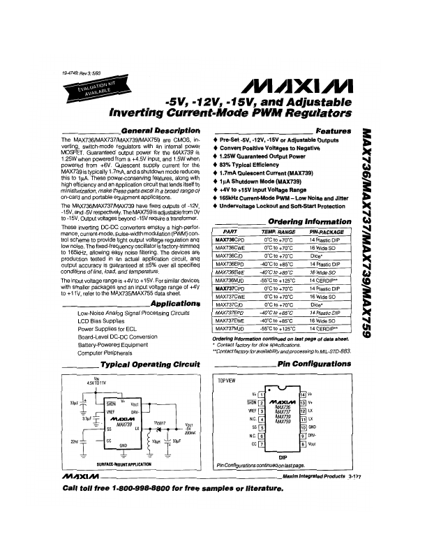 <?=MAX739?> डेटा पत्रक पीडीएफ