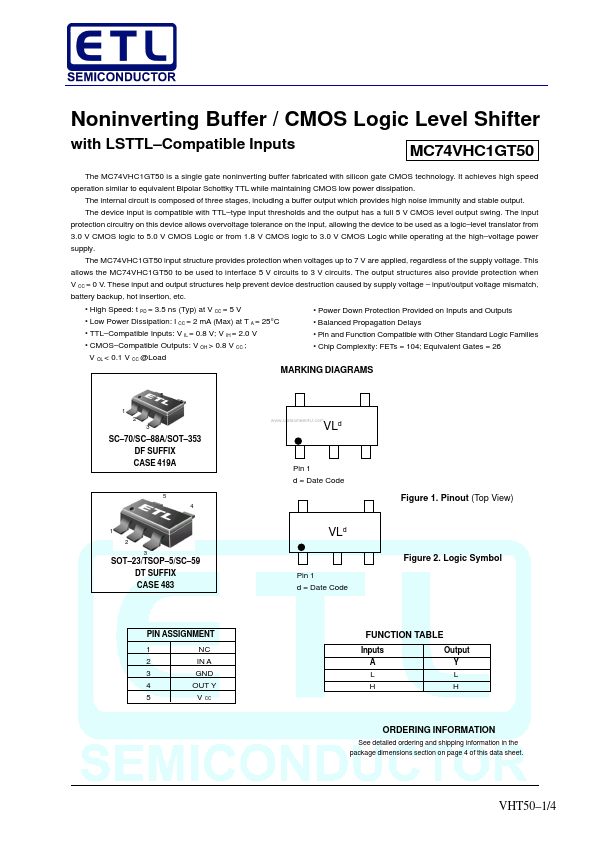 <?=MC74VHC1GT50?> डेटा पत्रक पीडीएफ