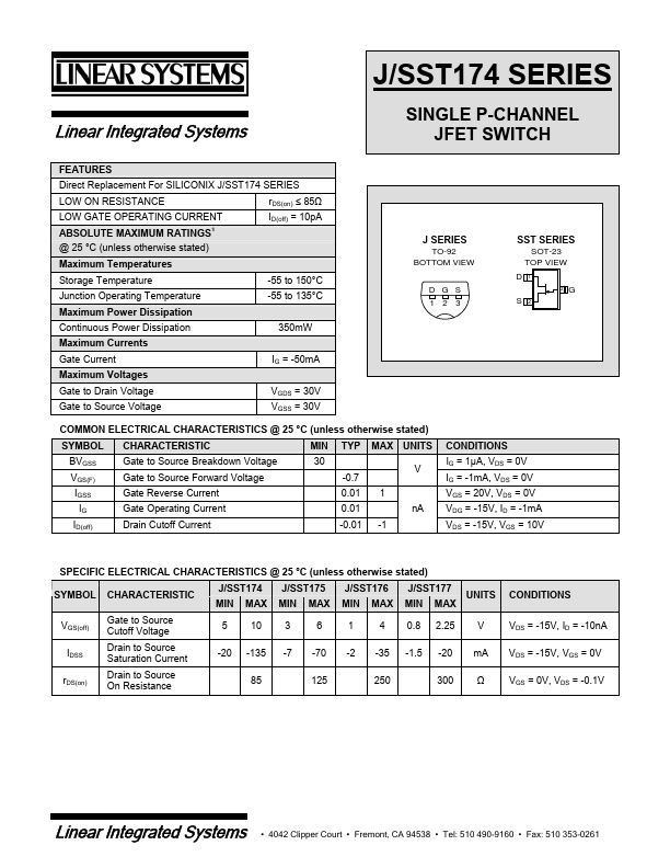 J174 Linear Integrated Systems