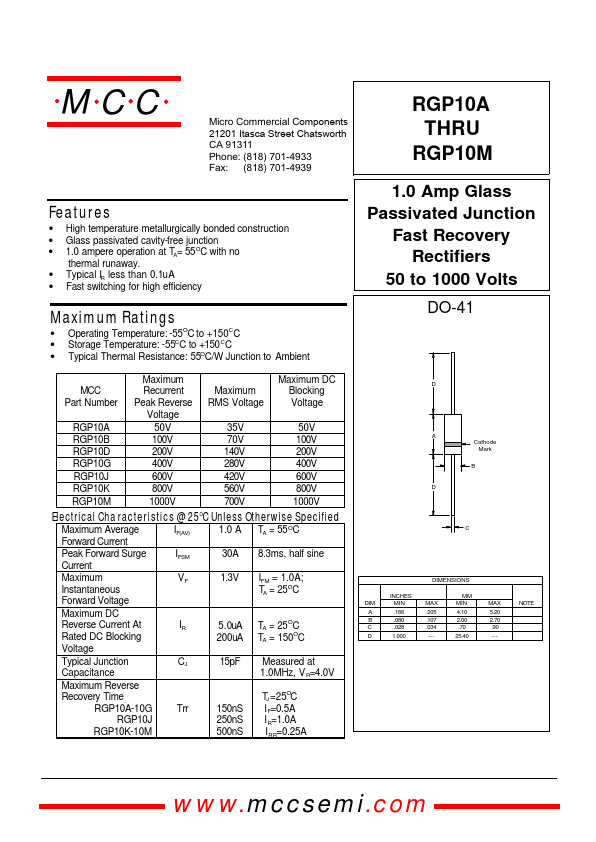 RGP10G Micro Commercial Components