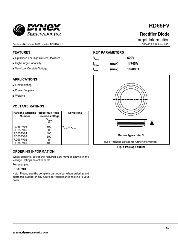 RD65FV05 Dynex Semiconductor