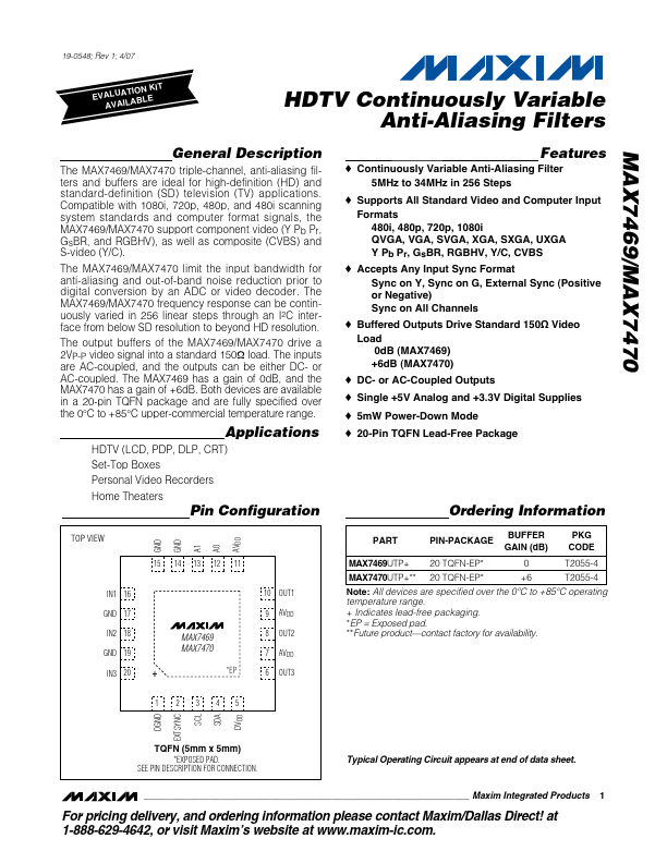 <?=MAX7470?> डेटा पत्रक पीडीएफ