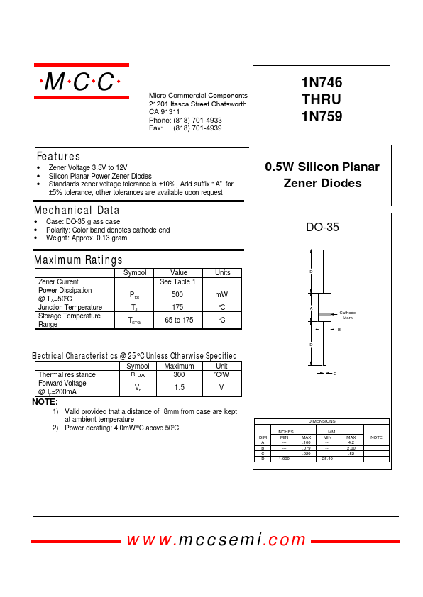 1N750 Micro Commercial Components