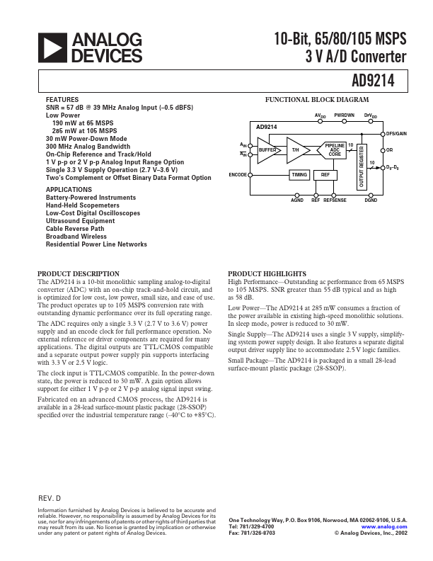 AD9214 Analog Devices