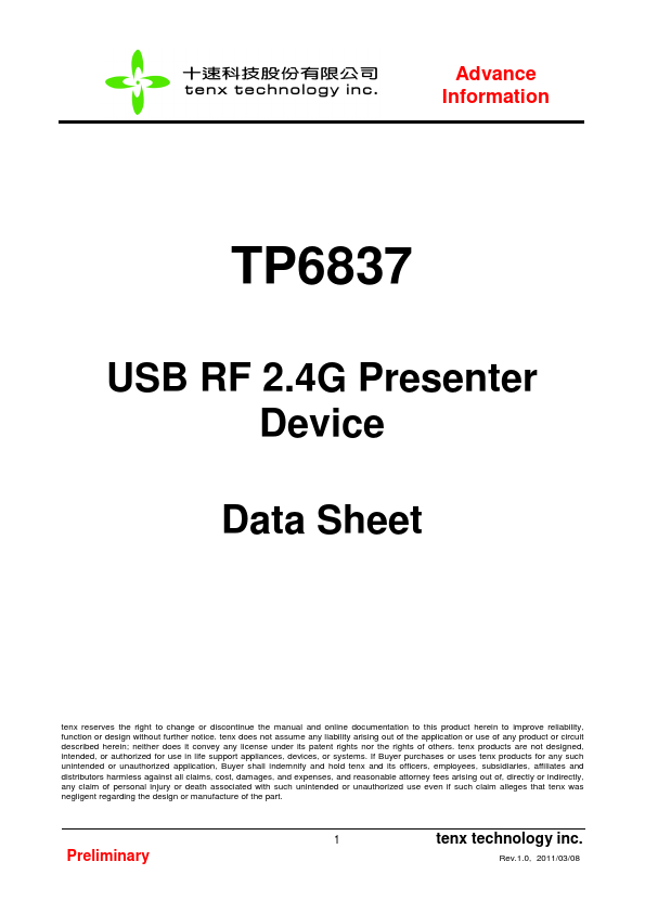 TP6837 Tenx