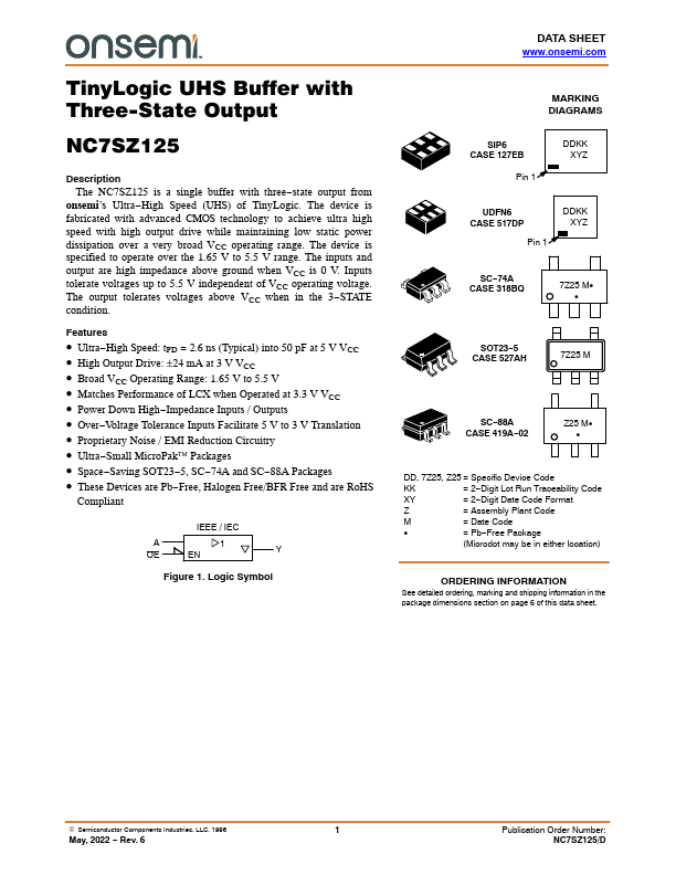 NC7SZ125 ON Semiconductor