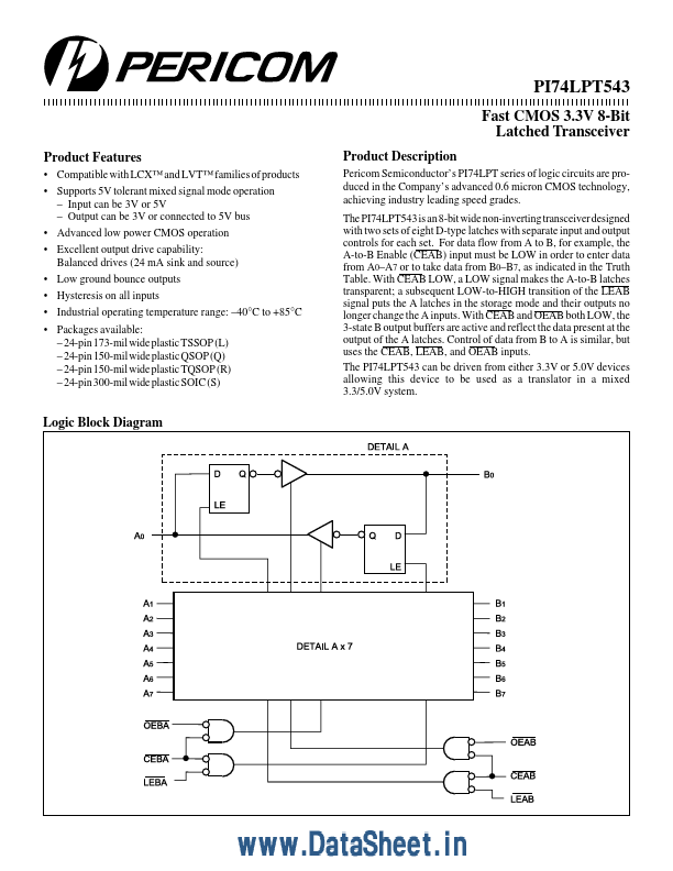 PI74LPT543 Pericom Semiconductor